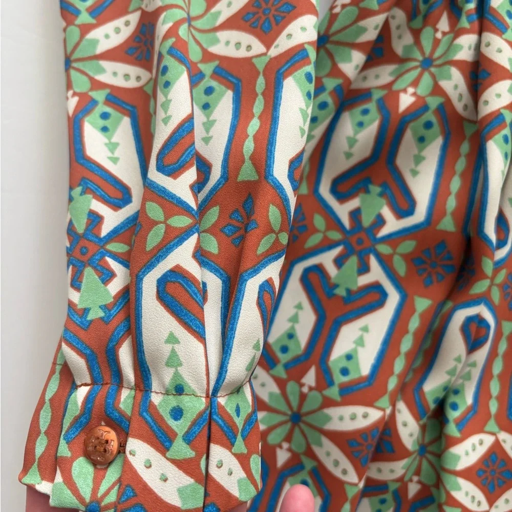 Tory Burch Garden Maze Printed Pleated Midi Dress Size 2 - Picture 5 of 8